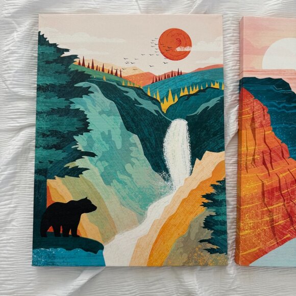 2 Piece Bundle Artwork Graphic Canvas Baby Room Nursey Kid Room Outdoors Forest - Picture 3 of 9